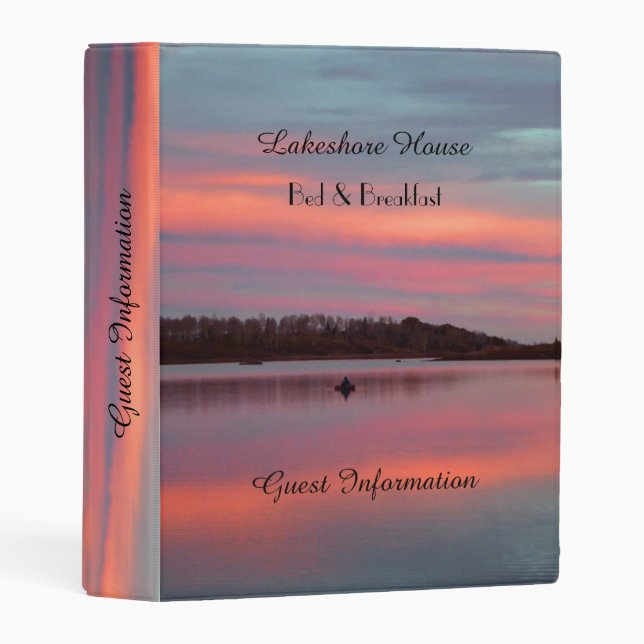 Sunset Fisherman B&B Guest Information Book Mini Binder (Front/Spine)