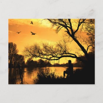 Sunset Fisherman Postcard by deemac2 at Zazzle