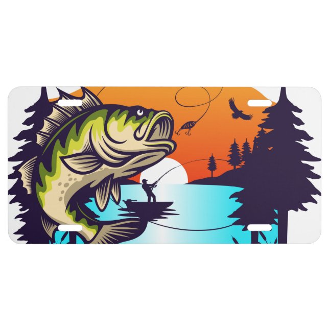Sunset Fishing Adventure License Plate (Front)