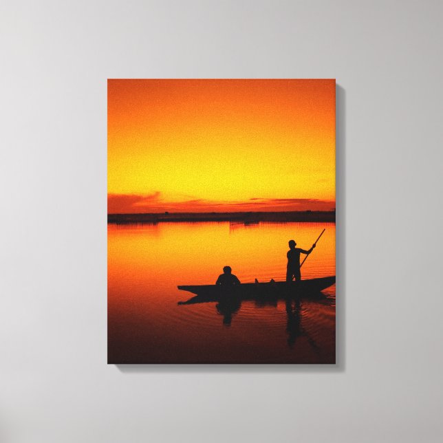 sunset fishing canvas print (Front)