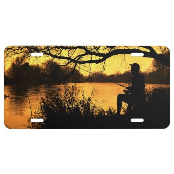 Sunset Fishing License Plate by deemac2 at Zazzle
