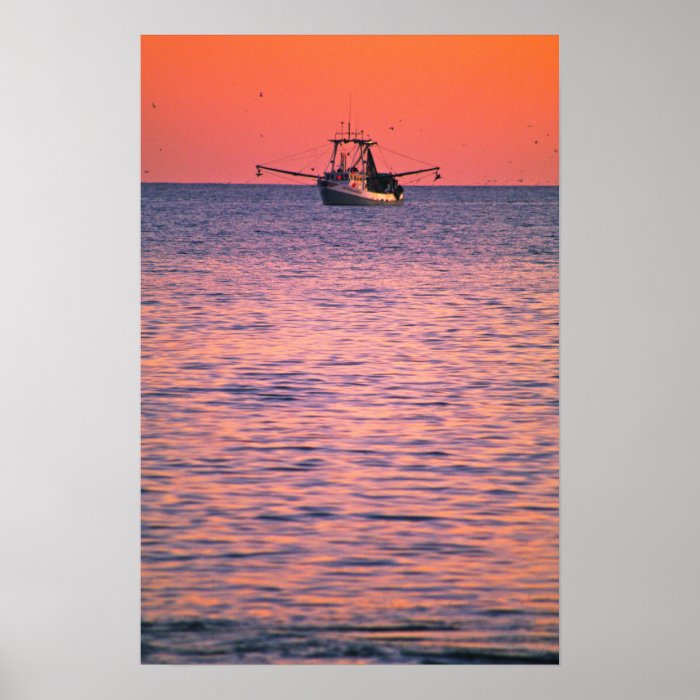 Sunset Fishing Near Montauk Posters