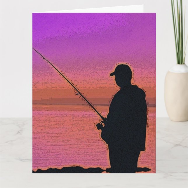 Sunset Fishing Silhouette Card (Front)