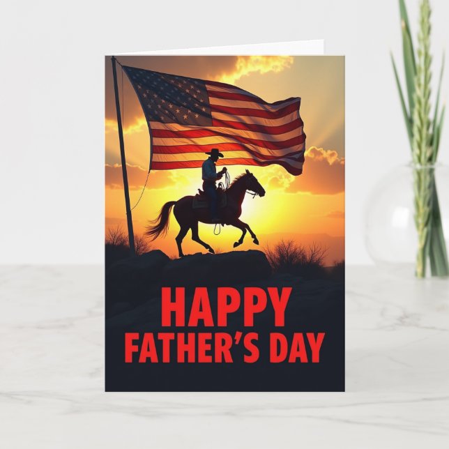 Sunset Flag Fathers Day Card (Front)