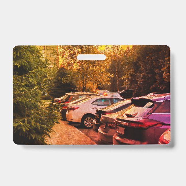 Sunset Flame Event Name Badge – Customizable (Front)