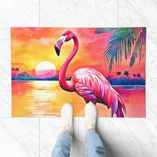 Sunset Flamingo Art Design Doormat