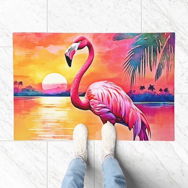 Sunset Flamingo Art Design Doormat (Indoor)