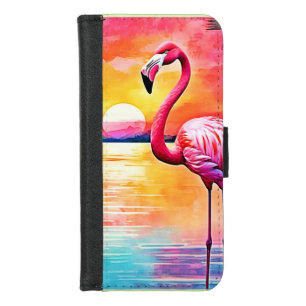 Sunset Flamingo Art Design iPhone 8/7 Wallet Case