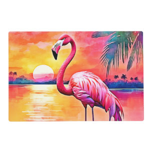 Sunset Flamingo Art Design Placemat