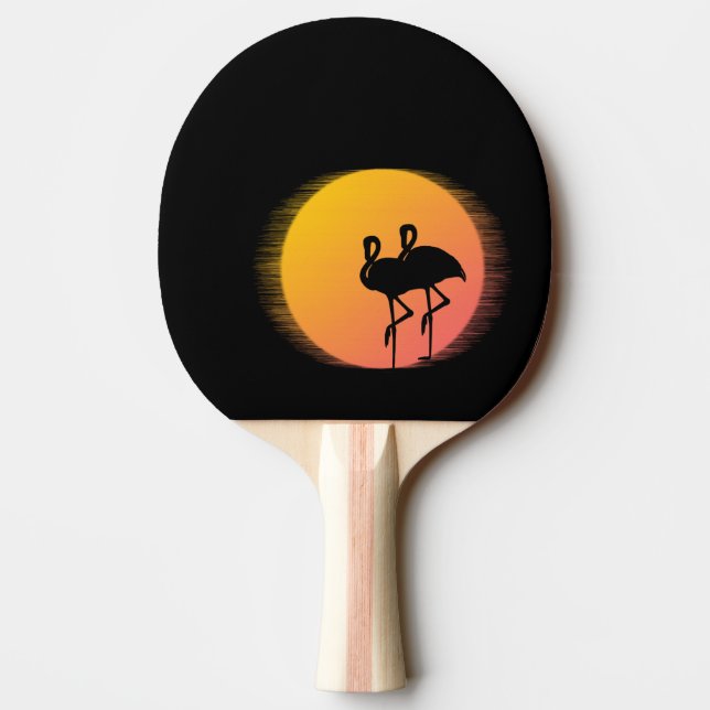 Sunset Flamingo Tranquility Ping-Pong Paddle (Back)