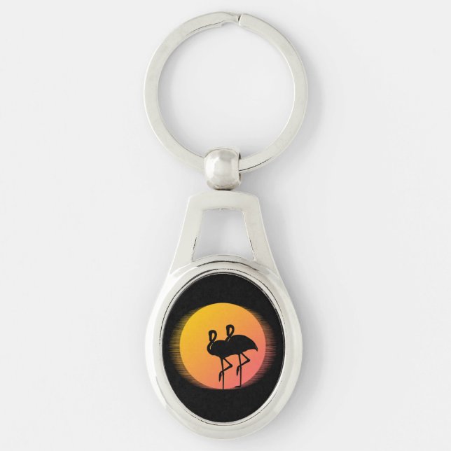 Sunset Flamingos Keychain (Front)