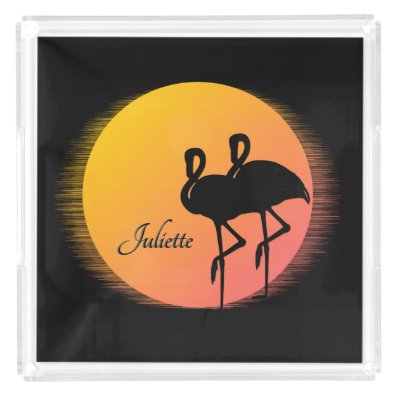 Sunset Flamingos Personal with Name