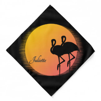 Sunset Flamingos Personal with Name Bandana