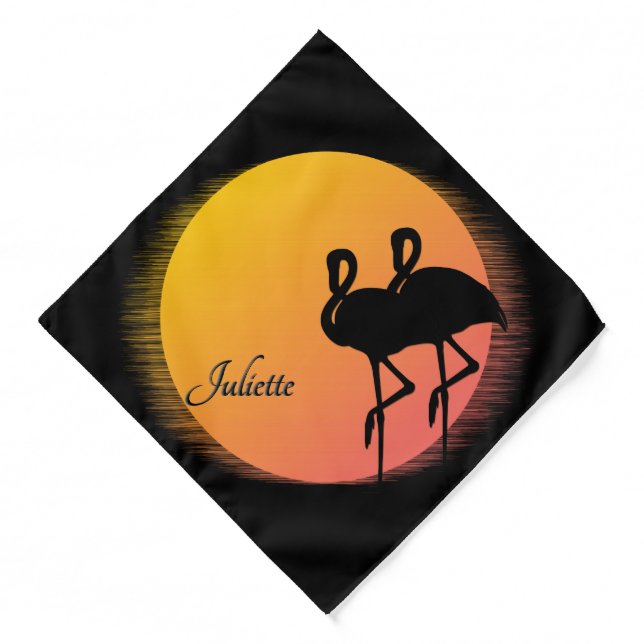 Sunset Flamingos Personal with Name Bandana (Front)