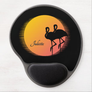 Sunset Flamingos Personal with Name Gel Mouse Pad