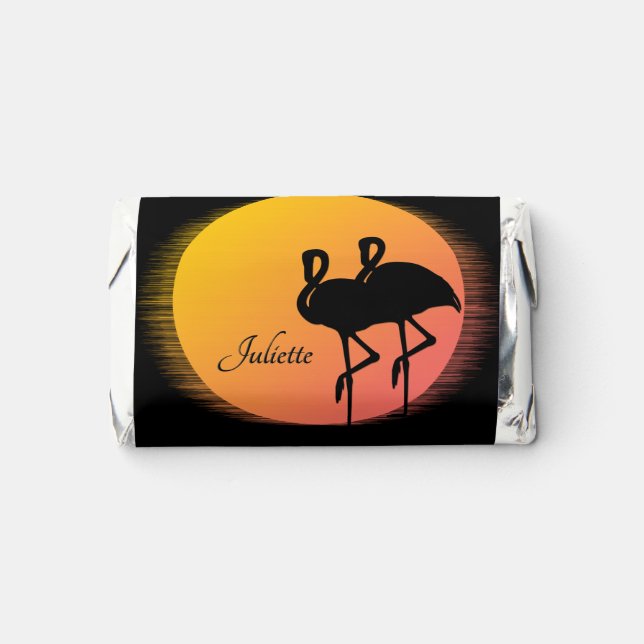 Sunset Flamingos Personal with Name Hershey's Miniatures (Front)