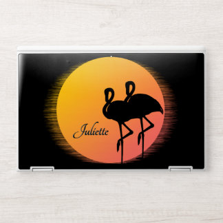 Sunset Flamingos Personal with Name HP Laptop Skin