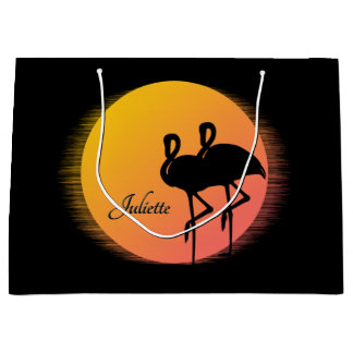 Sunset Flamingos Personal with Name Large Gift Bag