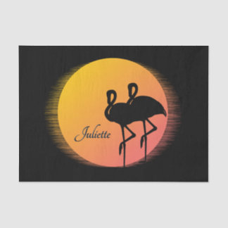 Sunset Flamingos Personal with Name Tissue Paper