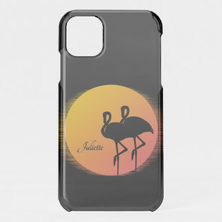 Sunset Flamingos Personal with Name iPhone 11 Case