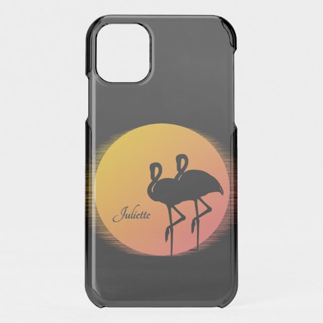 Sunset Flamingos Personal with Name Uncommon iPhone Case (Back)
