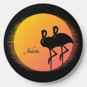 Sunset Flamingos Personal with Name Wireless Charger (Front)