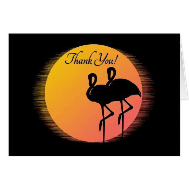 Sunset Flamingos Thank You! Cards (Front Horizontal)