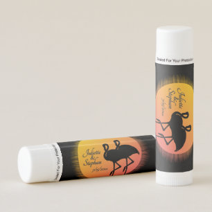 Sunset Flamingos Wedding Favors Names Date Lip Balm
