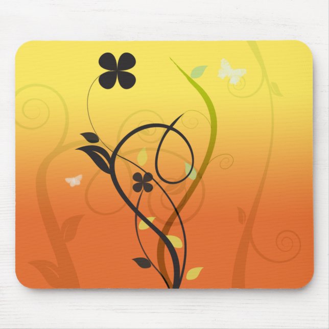 Sunset Floral Illustration Mouse Pad (Front)