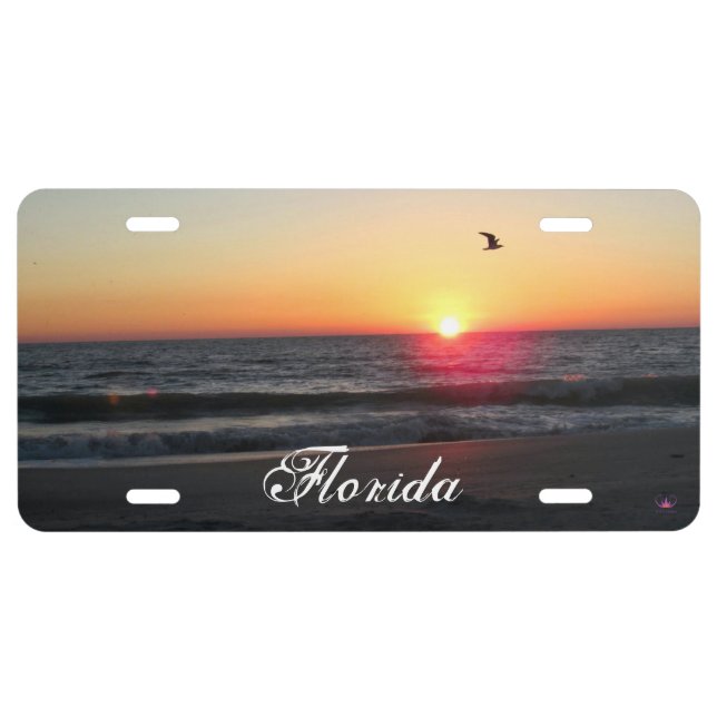 Sunset -Florida - Ocean - Travel License Plate (Front)
