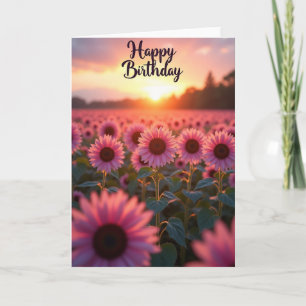 Sunset Flower Field Birthday Card