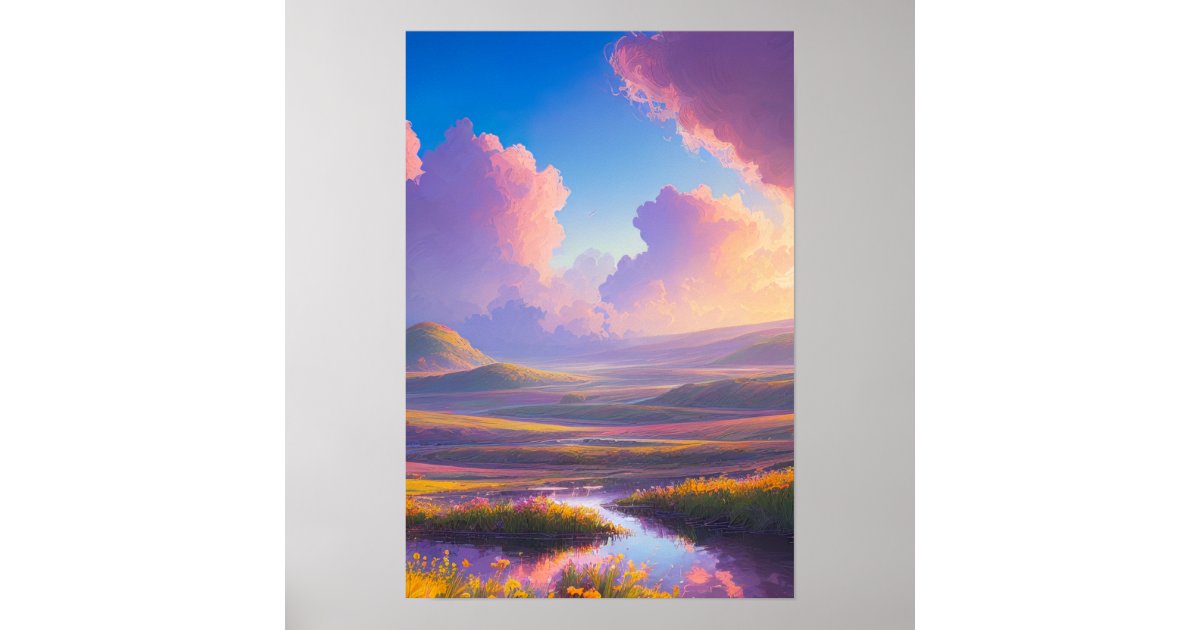 Sunset Flower Field Poster | Zazzle