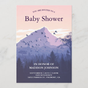 Sunset Forest Mountain Baby Shower Invitation