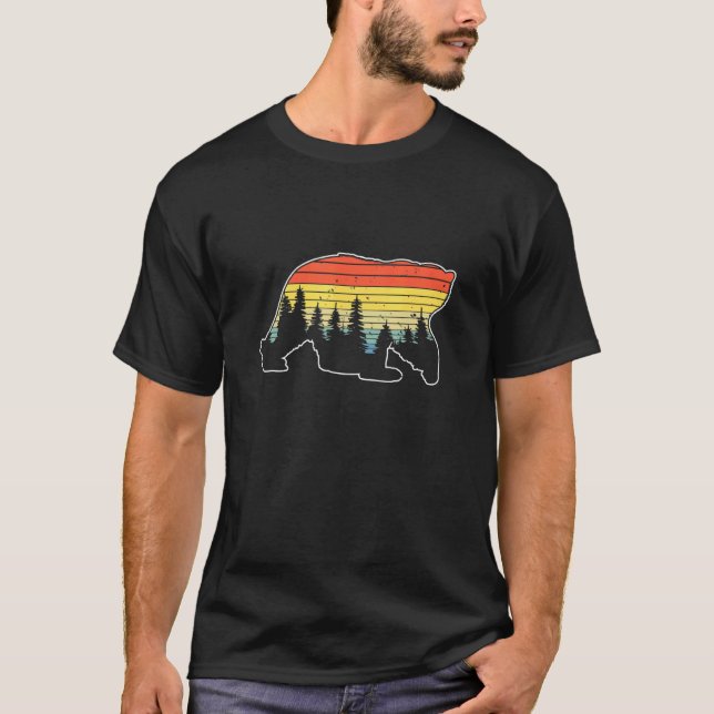 Sunset Forest Nature Bear Silhouette Of A Bear In  T-Shirt (Front)