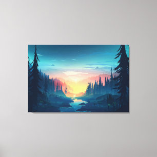 Sunset Forest Premium Wrapped Canvas (Gloss) Print