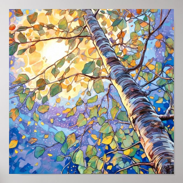 Sunset Forest Watercolor Painting Poster (Front)