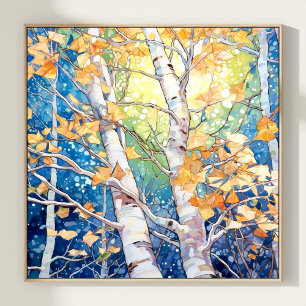 Sunset Forest Watercolor Painting Poster