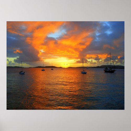 Sunset Frank Bay St John USVI 24 x 18 Poster