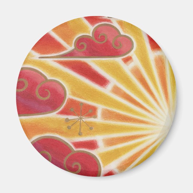 Sunset fridge magnet round (Front)