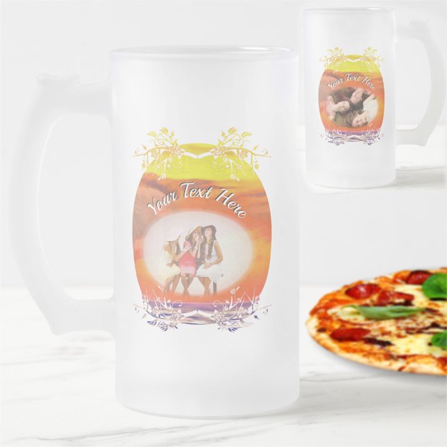 Sunset Friends 2443 Frosted Glass Beer Mug (Creator Uploaded)