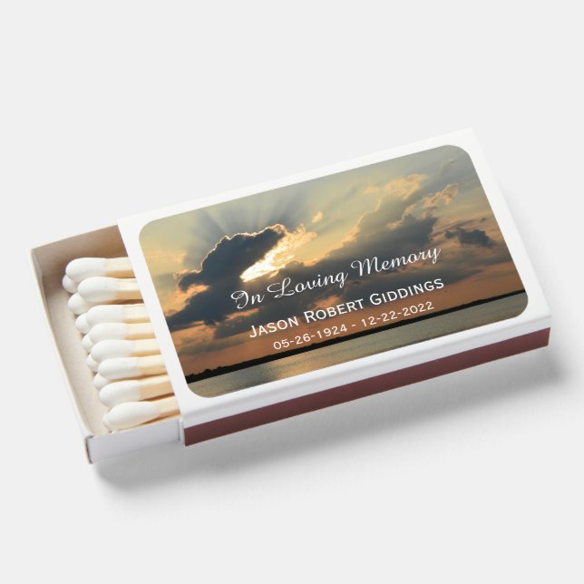 Sunset Funeral Favor Matchbox Matchboxes (Front Open)