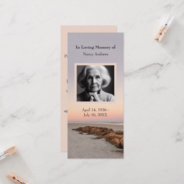 Sunset  Funeral Memorial Service Bookmark Card (Front/Back In Situ)