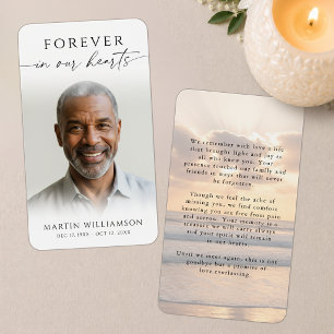 Sunset Funeral Photo Forever In Hearts Prayer Card