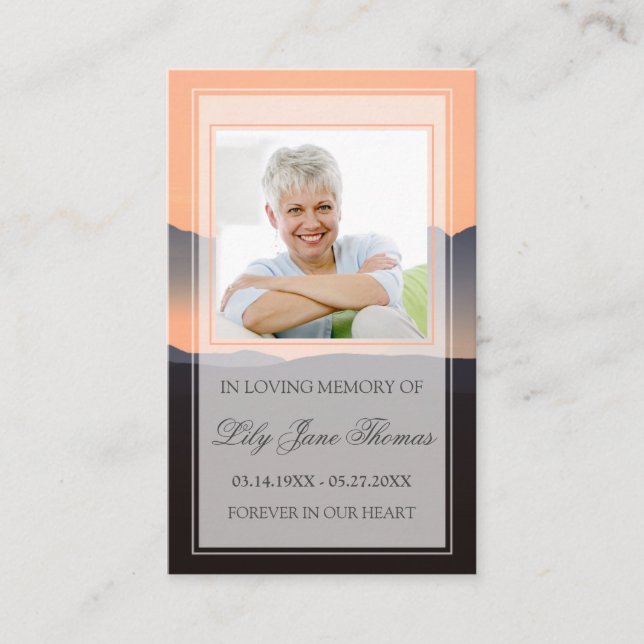 Sunset Funeral Prayer Card |In Loving Memory (Front)