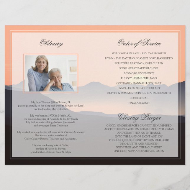 Sunset Funeral Program | In Loving Memory Flyer (Back)