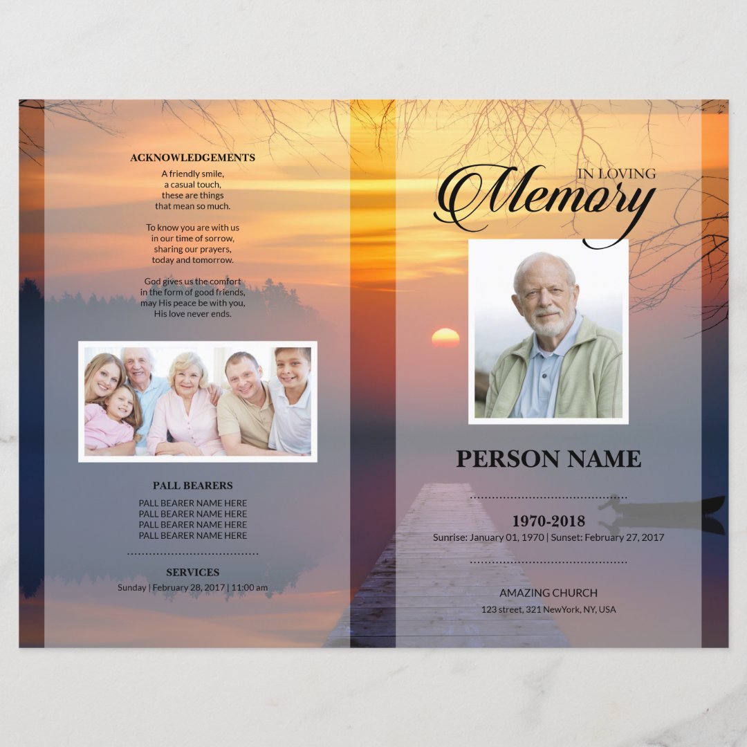 Sunset Funeral Template Zazzle