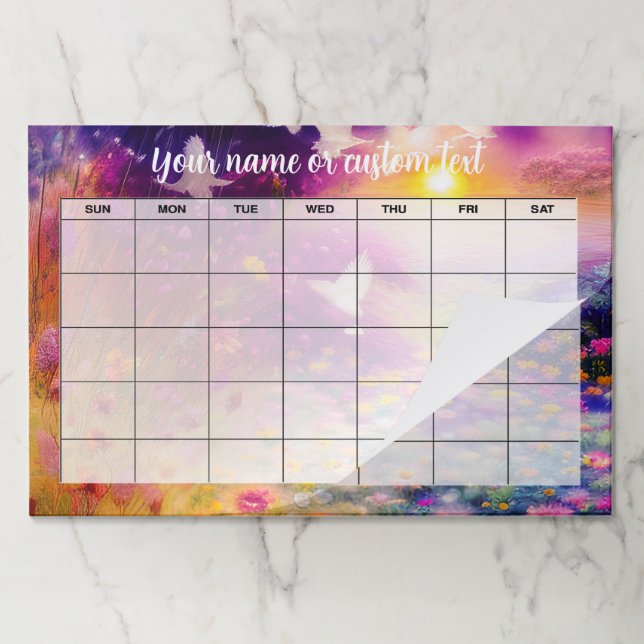 Sunset garden blank month calendar    paper pad (Folded)