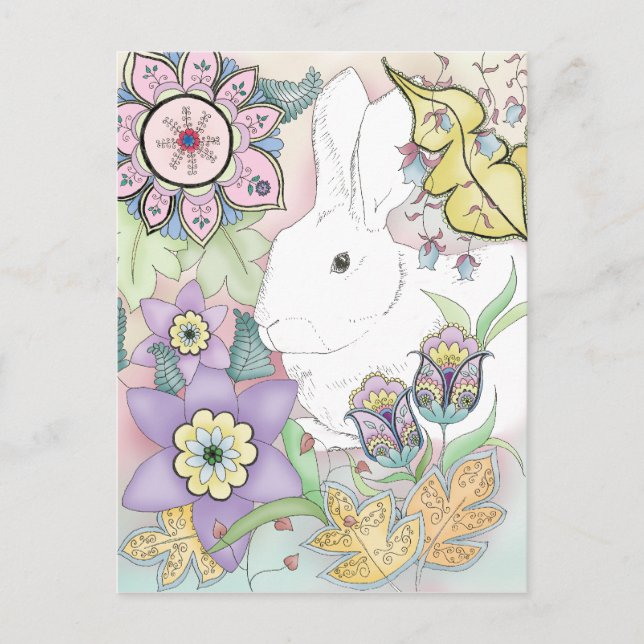 Sunset Garden Rabbit postcard (Front)