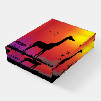 Sunset Giraffe Glass Paperweight