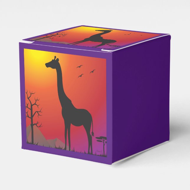 Sunset Giraffe Party Favor Box (Front Side)